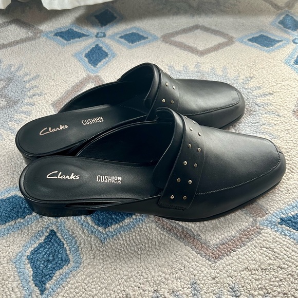 Clarks Black Studded Mules - Picture 4 of 6